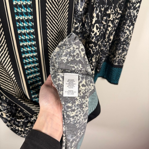 Sandra Darren Sheath Tribal 3/4 Sleeves Swuare Neck Dress Size 12 - Picture 7 of 9